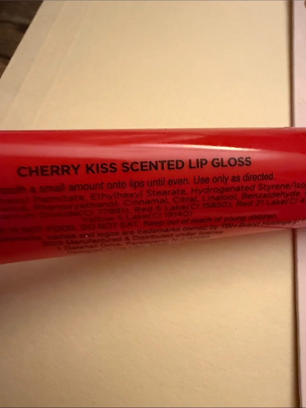 Tahari Red Cherry Kiss Lipgloss Keychain Bag Charm Cherry Plush Heart